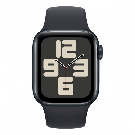 Apple Watch SE (2024), 44 мм корпус из алюминия цвета «тёмная ночь», спортивный ремешок «Midnight»