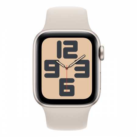 Apple Watch SE (2024), 44 мм корпус из алюминия цвета «сияющая звезда», спортивный ремешок «Starlight»