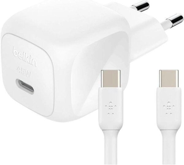 Сетевое зарядное устройство Belkin BoostCharge мощностью 45 Вт (USB-C) и кабель USB-C (1 м) (WCA013)