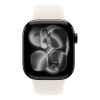 Apple Watch Series 11, 42 мм корпус из алюминия цвета «Jet Black», ремешок Sport Band цвета «Starlight»