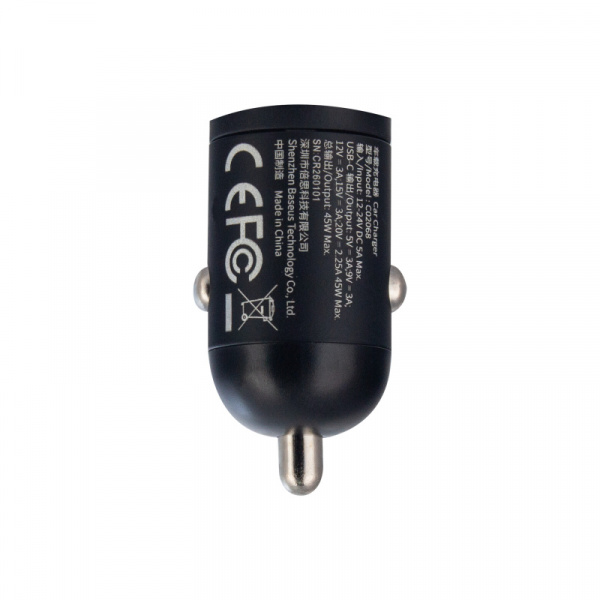 Автомобильное зарядное устройство Baseus с кабелем Type-C-Type-C PD45W C0206800 черный