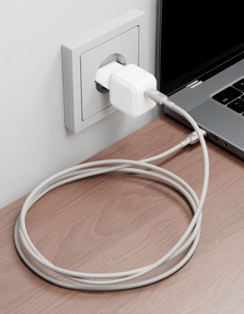 Дата-кабель VLP Force Line 100W USB-C + USB-C, 1.2m, натуральный титан