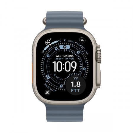 Apple Watch Ultra 3 (2025), 49 мм корпус из титана цвета «Natural», ремешок Ocean Band цвета «Anchor Blue»