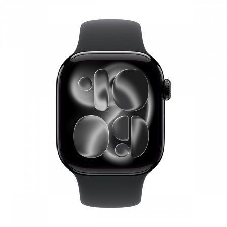 Apple Watch Series 11, 42 мм корпус из алюминия цвета «Jet Black», ремешок Sport Band цвета «Black»