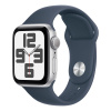 Apple Watch SE (2024), 44 мм корпус из алюминия цвета «Silver», спортивный ремешок «Storm Blue»
