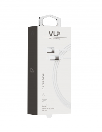 Дата-кабель VLP Force Line 30W USB-C + Lightning, 1.2m, белый