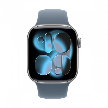 Apple Watch Series 11, 46 мм корпус из алюминия цвета «Space Gray», ремешок Sport Band цвета «Anchor Blue»