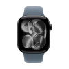 Apple Watch Series 11, 42 мм корпус из алюминия цвета «Jet Black», ремешок Sport Band цвета «Anchor Blue»