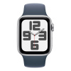 Apple Watch SE (2024), 44 мм корпус из алюминия цвета «Silver», спортивный ремешок «Storm Blue»