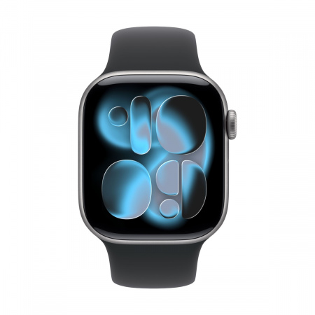 Apple Watch Series 11, 42 мм корпус из алюминия цвета «Space Gray», ремешок Sport Band цвета «Black»