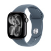 Apple Watch Series 11, 42 мм корпус из алюминия цвета «Jet Black», ремешок Sport Band цвета «Anchor Blue»