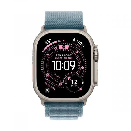 Apple Watch Ultra 3 (2025), 49 мм корпус из титана цвета «Natural», ремешок Alpine Loop размера S цвета «Light Blue»