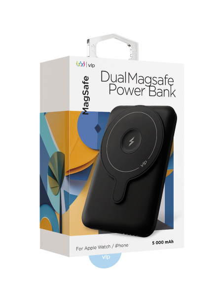 Аккумулятор внешний VLP Dual Magsafe PowerBank 5000 mAh, 3A, USB-C, черный