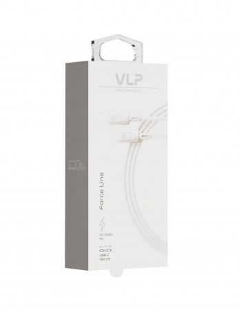 Дата-кабель VLP Force Line 100W USB-C + USB-C, 1.2m, натуральный титан