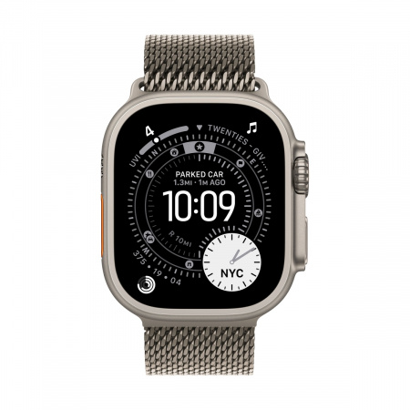 Apple Watch Ultra 3 (2025), 49 мм корпус из титана цвета «Natural», ремешок Titanium Milanese Loop размера M цвета «Natural»