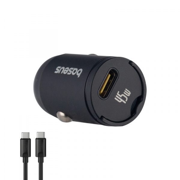 Автомобильное зарядное устройство Baseus с кабелем Type-C-Type-C PD45W C0206800 черный